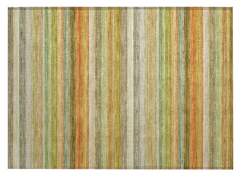 2' X 3' Artichoke Green Striped Washable Non Skid Indoor Outdoor Area Rug