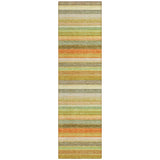 2' X 8' Artichoke Green Striped Washable Non Skid Indoor Outdoor Runner Rug