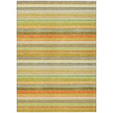 3' X 5' Artichoke Green Striped Washable Non Skid Indoor Outdoor Area Rug