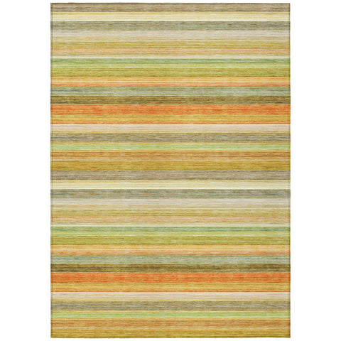 8' X 10' Artichoke Green Striped Washable Non Skid Indoor Outdoor Area Rug