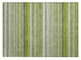 2' X 3' Fern Green Striped Washable Non Skid Indoor Outdoor Area Rug