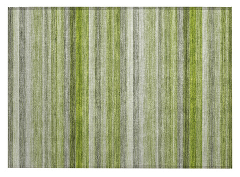 2' X 3' Fern Green Striped Washable Non Skid Indoor Outdoor Area Rug