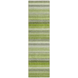 2' X 8' Fern Green Striped Washable Non Skid Indoor Outdoor Runner Rug