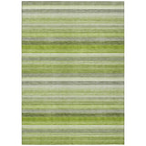 3' X 5' Fern Green Striped Washable Non Skid Indoor Outdoor Area Rug