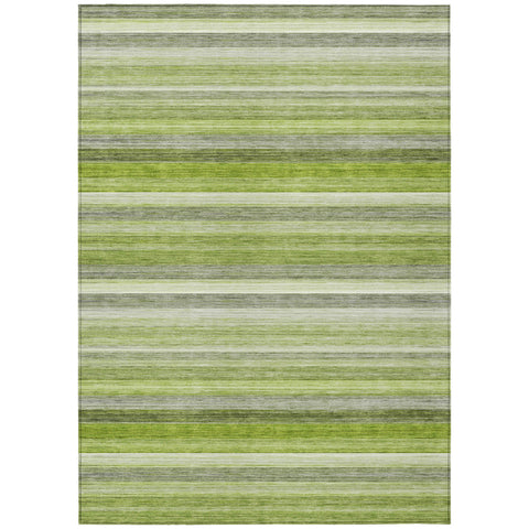 3' X 5' Fern Green Striped Washable Non Skid Indoor Outdoor Area Rug
