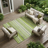 8' X 10' Fern Green Striped Washable Non Skid Indoor Outdoor Area Rug