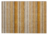 2' X 3' Brown and Orange Striped Washable Non Skid Indoor Outdoor Area Rug