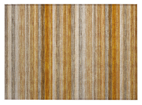 2' X 3' Brown and Orange Striped Washable Non Skid Indoor Outdoor Area Rug