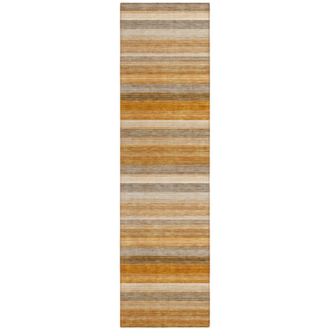 2' X 8' Brown and Orange Striped Washable Non Skid Indoor Outdoor Runner Rug