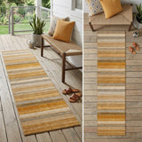 2' X 8' Brown and Orange Striped Washable Non Skid Indoor Outdoor Runner Rug