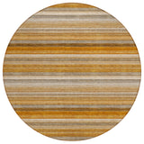 8' Round Brown and Orange Round Striped Washable Non Skid Indoor Outdoor Area Rug