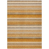 8' X 10' Brown and Orange Striped Washable Non Skid Indoor Outdoor Area Rug