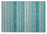 2' X 3' Teal Striped Washable Non Skid Indoor Outdoor Area Rug