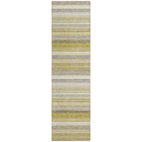 2' X 8' Yellow Beige and Gray Striped Washable Non Skid Indoor Outdoor Area Rug