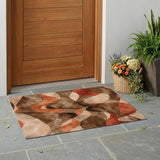 3' X 5' Chocolate Abstract Washable Non Skid Indoor Outdoor Area Rug