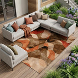 8' X 10' Chocolate Abstract Washable Non Skid Indoor Outdoor Area Rug