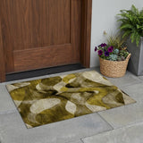 2' X 3' Coffee Abstract Washable Non Skid Indoor Outdoor Area Rug