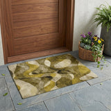 3' X 5' Coffee Abstract Washable Non Skid Indoor Outdoor Area Rug