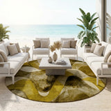 8' Round Coffee Round Abstract Washable Non Skid Indoor Outdoor Area Rug