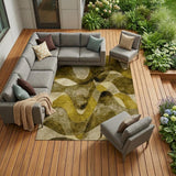 8' X 10' Coffee Abstract Washable Non Skid Indoor Outdoor Area Rug