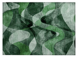 2' X 3' Fern Green Abstract Washable Non Skid Indoor Outdoor Area Rug