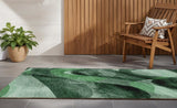 8' Runner Fern Green Abstract Washable Non Skid Indoor Outdoor Runner Rug