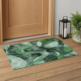 3' X 5' Fern Green Abstract Washable Non Skid Indoor Outdoor Area Rug