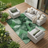 8' X 10' Fern Green Abstract Washable Non Skid Indoor Outdoor Area Rug