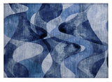 2' X 3' Navy Blue Abstract Washable Non Skid Indoor Outdoor Area Rug