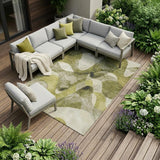 8' X 10' Olive Green Abstract Washable Non Skid Indoor Outdoor Area Rug