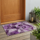2' X 3' Purple Abstract Washable Non Skid Indoor Outdoor Area Rug