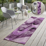 2' X 8' Purple Abstract Washable Non Skid Indoor Outdoor Runner Rug