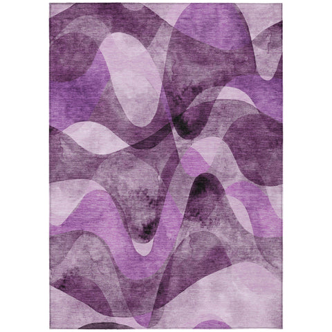 3' X 5' Purple Abstract Washable Non Skid Indoor Outdoor Area Rug