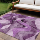 8' X 10' Purple Abstract Washable Non Skid Indoor Outdoor Area Rug