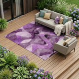 8' X 10' Purple Abstract Washable Non Skid Indoor Outdoor Area Rug