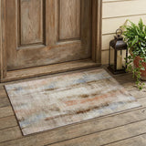 2' X 3' Beige and Brown Washable Non Skid Indoor Outdoor Area Rug