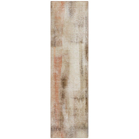 2' X 8' Beige and Brown Washable Non Skid Indoor Outdoor Runner Rug