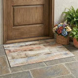 3' X 5' Beige and Brown Washable Non Skid Indoor Outdoor Area Rug