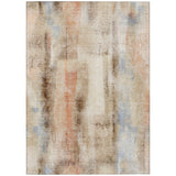 5' X 8' Beige and Brown Washable Non Skid Indoor Outdoor Area Rug