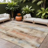 8' X 10' Beige and Brown Washable Non Skid Indoor Outdoor Area Rug