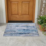 2' X 3' Blue Washable Non Skid Indoor Outdoor Area Rug