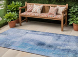 8' Runner Blue Washable Non Skid Indoor Outdoor Runner Rug