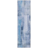 8' Runner Blue Washable Non Skid Indoor Outdoor Runner Rug