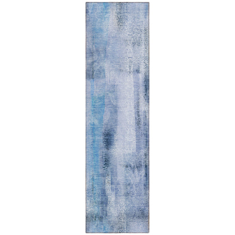 8' Runner Blue Washable Non Skid Indoor Outdoor Runner Rug