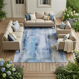 8' X 10' Blue Washable Non Skid Indoor Outdoor Area Rug