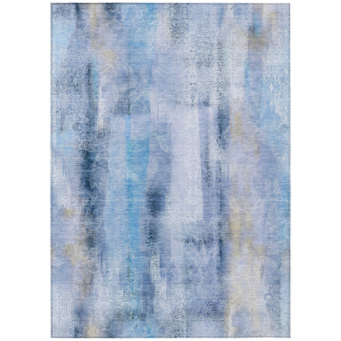8' X 10' Blue Washable Non Skid Indoor Outdoor Area Rug