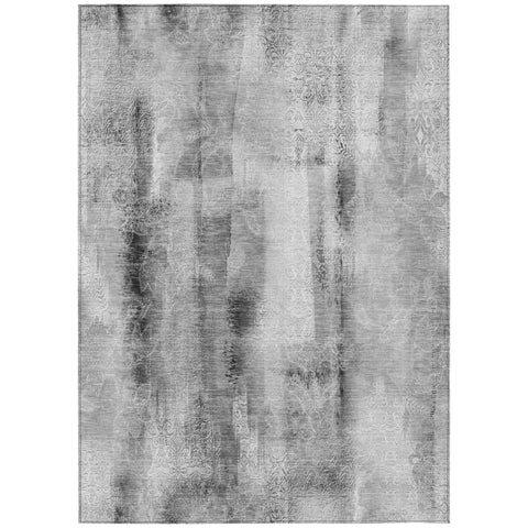 5' X 8' Gray Washable Non Skid Indoor Outdoor Area Rug
