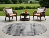 8' Round Gray Round Washable Non Skid Indoor Outdoor Area Rug