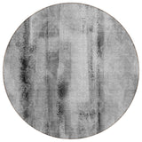 8' Round Gray Round Washable Non Skid Indoor Outdoor Area Rug