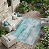 8' X 10' Teal Washable Non Skid Indoor Outdoor Area Rug
